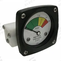 MIDWEST INSTRUMENT 3-Color Differential Pressure Indicator: 1,000 psig Max. Static Pressure, 522 (MPN 522P-015V). Key specifications — Brand: MIDWEST INSTRUMENT; Accuracy: ±5% of Full Scale; Sensor Material: Viton; Housing Material: Acetal Plastic; Transition Points: 0 psid to 7.5 psid (Green) / 7.5 psid to 11 psid (Yellow) / 11 psid to 15 psid (Red).
