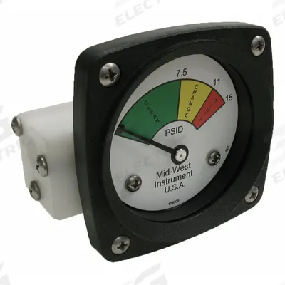 MIDWEST INSTRUMENT 3-Color Differential Pressure Indicator: 1,000 psig Max - Differential Pressure Indicators