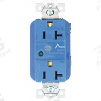 BRYANT Receptacle: Duplex, 5-20, Blue, 125V AC, 20 A, 2 Pole / 3 Wire (MPN SP53A)