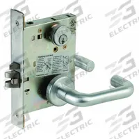 SCHLAGE Door Lockset: Office Lever Locksets, Chrome (MPN L9050P 03A 626 KD C123 KWY). Key specifications — attr1024149: Not Ligature-Resistant; attr1011488: SCHLAGE; attr1024446: F04; attr1011524: Locked/Unlocked; attr1011506: L Tubular; attr1011485: No; attr1059461: Satin Chromium-Plated : Forged Brass.