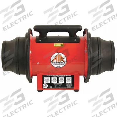 AIR SYSTEMS INTERNATIONAL Confined Space Fan: 115 V AC, 8 in_10 in Duct Dia, 1/3 hp Horsepower - Axial Fans & Blowers