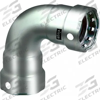 VIEGA MEGAPRESS Crimp Elbow Fitting: 1 1/4 in Pipe x 1 1/4 in Pipe Size, Press-fit x Press-fit - Stainless Steel Press Fittings