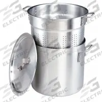 CRESTWARE Pasta Cooker: 20 qt Capacity, Aluminum, 4 mm Gauge, Lid Included, Riveted Handle (MPN PASTA20). Key specifications — NSF Certified: No; Handle Type: Riveted; Body Material: Aluminum; Brand: CRESTWARE; Lid Included: Yes.