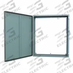 HAMMOND Electrical Enclosure: Steel, 42 in x 36 in x 8 in, NEMA 12/13, w/Panel, Solid Cover, Hinged (MPN 1418P8). Key specifications — Brand: HAMMOND; Closure Method: Clamps; Knockouts: Not Included.
