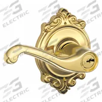 SCHLAGE Door Lockset: Office Lever Locksets, Brass (MPN F51A FLA 605 BRK). Key specifications — attr1024149: Not Ligature-Resistant; attr1011488: SCHLAGE; attr1024446: F81; attr1011524: No Message; attr1011506: Brookshire; attr1011485: No; attr1059461: Bright Brass, Clear Coated : Brass.