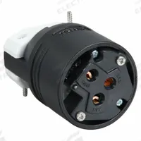 HUBBELL Straight Blade Plug: 10-30P, 125/250V AC, 30 A, 3 Pole, 3 Blade, Black (MPN HBL9337C)