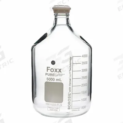 APPROVED VENDOR Narrow Mouth Round Glass Bottles - Safety Coated: 5 L, GL45, Colorless - Safety Coated Wide Mouth Round Glass Lab Bottles