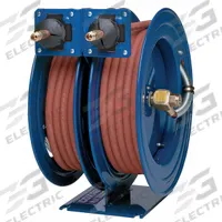 Dual Reel Spring Return Hose Reel: 25 ft (5/8 in I.D.), 3/8 in MNPT x 3/8 in MNPT, Brass, Blue (MPN C-LP-325-325). Key specifications — Reel Color: Blue; Hose Capacity: 25 ft (5/8 in I.D.); Overall Dimensions: 17 in L x 10-1/2 in W x 18-5/8 in H; Swivel Material: Brass; Hose End Configuration: 3/8 in MNPT x 3/8 in MNPT; Brand: COXREELS.