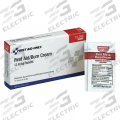 FIRST AID ONLY Topical Burn Cream: Benzalkonium Chloride/Lidocaine HCl, 0.03 oz Size, 12 PK (MPN 13-006). Key specifications — Manufacturer Part Number: 13-006; Concentration: Benzalkonium Chloride: 0.13%; Brand: FIRST AID ONLY; Purpose: Abrasions; Format: Cream; Product Type: Topical Burn Relief; Unitized: Unitized; Unit Package Type: Packets.