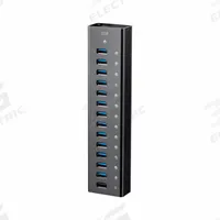 MONOPRICE USB Hub: USB 3.0 Connection, 13 Ports, Includes 12 VDC, 5A Power Adapter, Black (MPN 35914). Key specifications — Connector Type: USB 3.0; Includes: 12 VDC, 5A Power Adapter; Color: Black; Brand: MONOPRICE.