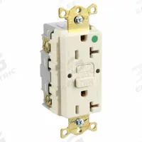 HUBBELL GFCI Receptacle: Hospital Grade Fed. Spec., Duplex, 5-20R, Light Almond, GFCI, 125V AC, 20 A (MPN GFR83LA)
