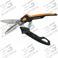 FISKARS Utility Snip: Ambidextrous, 8 in Overall Lg, Serrated, Stainless Steel, Rounded, Black (MPN 710300-1002). Key specifications