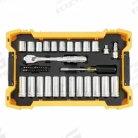 DEWALT Socket Set: 3/8 in, 1/2 in Drive, 85 Piece, Metric/SAE (MPN DWMT45403). Key specifications — attr1224269: 3/8 in, 1/2 in; attr1204638: Drive Tools Included; attr1204650: 11/16 in to 1 in (1/2 in Drive Deep Sockets); attr1204673: Socket Bits Included; attr1204688: DEWALT.
