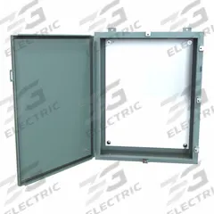 HAMMOND Electrical Enclosure: Steel, 30 in x 24 in x 8 in, NEMA 12/13/3R/4, w/Panel, Solid Cover (MPN 1418N4K8). Key specifications — Closure Method: Clamps; Brand: HAMMOND; Knockouts: Not Included.
