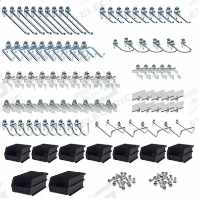 TRITON PRODUCTS Hooks and Hanging Bins: 1/4 in_1/8 in Peg Hole - Hook, Toolholder & Bin Assortments for Round-Hole Pegboard