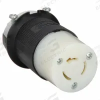 HUBBELL Locking Connector: Non-NEMA, Black/White, 250V AC, 20 A Current Rating, 2 Poles, 3 Wires (MPN HBL7314GCB). Key specifications — Brand: HUBBELL.