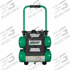 SPEEDAIRE Air Compressor: Quiet, Oil Free, 4.5 gal, Twin Stack, 1.3 hp, 3 cfm @ 90 psi, 120 VAC (MPN 787U78). Key specifications — attr48686: Oil Free; attr48685: 120 VAC; attr48689: 2.1 cfm; attr48678: 8.5 A; attr48671: SPEEDAIRE; attr124308: Quiet (less than 75 dBA).