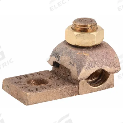 BURNDY Wire Connector: 3/0 AWG – 4/0 AWG Wire Sizes, 3/8 in Stud Size - Right-Angle Mechanical Lugs
