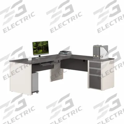 BESTAR L-Shaped Office Desk: Sandstone/Slate, 71 1/8 in Overall Wd - Connexion Series