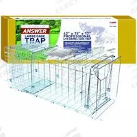 JT EATON Live Animal Trap: One Door Trap, Targets Armadillos/Coyotes/Foxes, Indoor/Outdoor Use (MPN 495N). Key specifications — Capacity: 1 Animal; Brand: JT EATON; Material: Galvanized Steel; Trap Style: One Door Trap; Targeted Animals: Foxes.