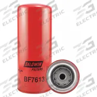 BALDWIN FILTERS Fuel Filter: Spin-On, 4 1/4 in Outside Dia, 13/16"-12 Thread Size, Diesel Fuel (MPN BF7613). Key specifications — attr1137520: BF7613; attr434022: BALDWIN FILTERS; attr427730: Cellulose; attr427731: G381-A Integral Gasket; attr1017112: Buses; attr1017113: Detroit.