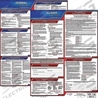 JJ KELLER Labor Law Poster Set: IL, Spanish, Polypropylene, 19 in x 27 in, FMLA - State & Federal Labor Law Poster Sets