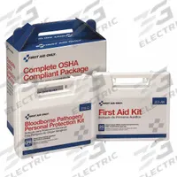 FIRST AID ONLY First Aid Kit and Housing: Gen Purpose, 25 People Served, 137 Components, Plastic (MPN 227-CP). Key specifications — Adhesive Bandages Included: (3) Knuckle Bandages; Application: General Purpose; Brand: FIRST AID ONLY; Housing Color: White; Housing Material: Plastic; Includes Oral or Inhalant Medication: Medication Included; Mountable: Portable; Oral and Inhalant Medicinals Included: (6) Aspirins.