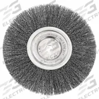 WEILER Wire Wheel Brush: Crimped Steel, 8 in Dia x 3/4 in Wd, 5/8 in Arbor, 0.014 in Fill (MPN 93121). Key specifications — Brand: WEILER.