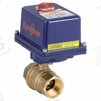 DYNAQUIP CONTROLS Electrically Actuated Two-Way Ball Valve: 1 1/4 in, Brass, 120V AC, FNPT x FNPT (MPN 189026B.1). Key specifications — Included Mounting: ISO 5211 Actuator Mounting Pad; Brand: DYNAQUIP CONTROLS; Stem Material: Nickel-Plated Brass; Actuator Features: Thermal Overload Protection.