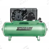 SPEEDAIRE Electric Air Compressor: 5 hp, 2 Stage, Horizontal, 80 gal, 14 cfm, 175 psi, 208-230V AC (MPN 54JK65). Key specifications — attr48430: SPEEDAIRE; attr48445: 60 Hz; attr48448: Pressure Relief Valve; attr48450: 208-230V AC; attr48474: Three; attr48487: Horizontal.