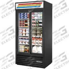 TRUE REFRIGERATION Refrigerated Merchandiser: 78 5/8 in x 39 1/2 in x 29 5/8 in, Black, Sliding (MPN GDM-33-HC-LD). Key specifications — attr1277723: TRUE REFRIGERATION; attr1277683: R-290; attr1277688: Sliding; attr1277691: Yes; attr1277694: Black; attr1280729: GDM.