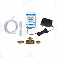 FLOODMASTER Leak Detection Shut-Off Valve: Detection and Alarm Shutoff System, Brass, 120V AC (MPN RS-092-1/2-MK1). Key specifications — Connection Type: Compression; Material: Brass; Product Type: Detection and Alarm Shutoff System; Standards: NSF/ANSI 61; Voltage: 120V AC; Audio Alarm: Included; Brand: FLOODMASTER; Includes: 10 ft Rope Sensor w/ 6 ft Lead Wire.