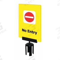 TENSABARRIER Acrylic Sign: Yellow, No Entry Message, 11 in Overall Lg, 7 in Overall Wd (MPN S14-P-35-7X11-V-HDSB-1701-33). Key specifications — Brand: TENSABARRIER; Color: Yellow; Includes: Mounting Adapter; Message: No Entry; For Use With: Tensabarrier Posts; Material: Acrylic.