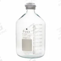 FOXX LIFE SCIENCES Glass Jugs: Colorless, Borosilicate Glass, 20 L, 290 mm, Includes Closure (MPN 1551040-FLS). Key specifications — attr1371258: Yes; attr1371256: No Handle; attr1371264: FOXX LIFE SCIENCES.