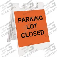 APPROVED VENDOR Traffic Barricade: 36 in Overall Ht, 25 in x 36 in, Engineer, Barricade, Reflective (MPN 136-WLGQ2438-OBEG). Key specifications — Color: White; Includes: Stacking Lugs; Manufacturer Part Number: 136-WLGQ2438-OBEG; Brand: APPROVED VENDOR; Accepts Light: Yes; Frame Material: Plastic; Legend: Parking Lot Closed; Style: A-Frame.
