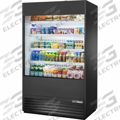 TRUE REFRIGERATION Refrigerated Merchandiser: 78 1/2 in x 48 in x 29 1/8 in, Black - Open Refrigerator Merchandisers