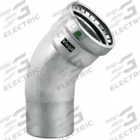 VIEGA MEGAPRESS Crimp Elbow Fitting: 4 in Pipe x 4 in Pipe Size, Press-fit x FTG, EPDM (MPN 90555). Key specifications — Brand: VIEGA MEGAPRESS.