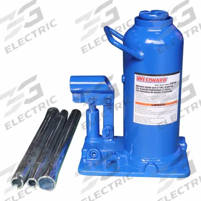 WESTWARD High-Clearance Bottle Jacks: Steel, Manual Handle, Mechanical, 12 ton Load Capacity