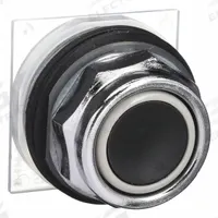 SCHNEIDER Flush Push Button: Black, 30 mm Mounting Size, Metallic, Momentary (MPN 9001KR1B). Key specifications — Brand: SCHNEIDER; Action: Momentary; Series: 9001K; Push Button Material Type: Metallic.