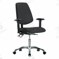 ESD Chair: Vinyl, Arms Included, Ht Range 19 in to 24 in, 18 1/2 in Seat Wd, 17 in Seat Dp, Adj (MPN BR-ESD-VDHCH-MB-CR-T1-A1-EC-ESDBLK). Key specifications — Foot Support: No; Back Tilt Backward: 13.5°; Back Tilt Forward: 10.5°; Base Material: Aluminum; Brand: APPROVED VENDOR; Product Type: ESD Chair; ESD-Safe: ESD-Safe; Seat Tilt Backward: 3°.