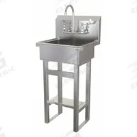 SANI-LAV Hand Sink: 43 1/2 in Overall Ht, 17 in Bowl Lg, 7 in Bowl Dp, 0.5 gpm Flow Rate, 16 ga (MPN 725F.5). Key specifications — Includes Side Splash: Side Splash Not Included; Brand: SANI-LAV.