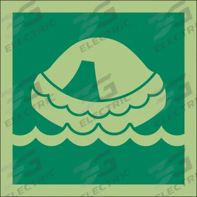 IMO (International Maritime Organization) Safety Sign: Vinyl, Adhesive Sign Mounting - Square Life Raft Symbol Signs