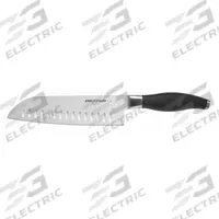 DEXTER RUSSELL Santoku Knife: Double Edge, 11 1/2 in Overall Lg, Stainless Steel Blade, Black Handle (MPN 30402). Key specifications — Sub-brand: Icut Pro; Brand: DEXTER RUSSELL; Blade Material: Stainless Steel; Blade Type: Double Edge; Forged/Stamped: Forged; Handle Color: Black; Handle Material: Polyoxymethylene; Knife Type: Santoku Knife.