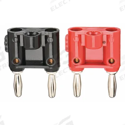 FLUKE Double Banana Plug: 1 1/2 in Lg, Brass, 60 V Max Volt, 15 A Max Current - Double Banana Plugs