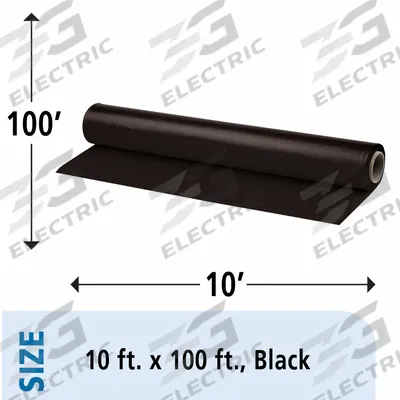 ABILITY ONE Plastic Sheeting Roll: Heavy Duty, 6 mil Thick, 10 ft Wd, 100 ft Lg, Black - General Purpose Wall Barrier Films