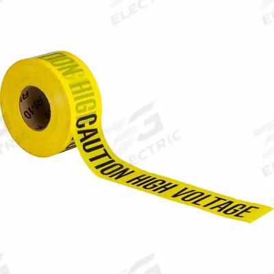 APPROVED VENDOR Barricade Tape: 200 ft Lg, 3 in Wd, Caution High Volt Legend - Specific Caution Messaging Barrier Tape