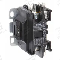 EATON Definite Purpose Magnetic Contactor: 1 + N Poles, 120V AC, 25 A, Non-Reversing (MPN C25CNB125A). Key specifications — Brand: EATON; Coil Voltage: 110-120V AC; Contactor Style: HVACR Definite Purpose Contactor; Frame Size: C; Terminal Connection Type: Quick-Disconnect Terminals; Maximum Voltage Rating: 690V AC; Series: C25 Series; Phase: Single.