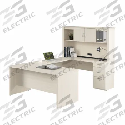 BESTAR U-Shaped Office Desk: White Chocolate, 66 in Overall Wd - Logan Series