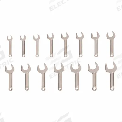 TEKTON Open End Wrench Set: Chromium Molybdenum Steel, Satin, 15 Tools - SAE, Single End, Open End Wrench Sets