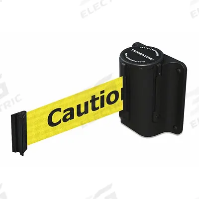 TENSABARRIER Retractable Belt Barrier: Fixed Mounting Plate, 7 1/2 ft Belt Lg - Wall-Mount Retractable Belt Barriers